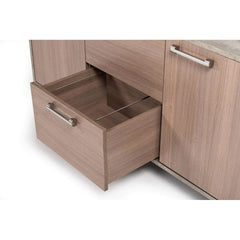 Benzara 2 Door Storage Buffet With Faux Concrete Top And 2 Drawers, Brown BM216758