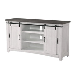 Benzara 65 Inch Rustic Wooden TV Stand With 2 Door Cabinet, Gray BM231511