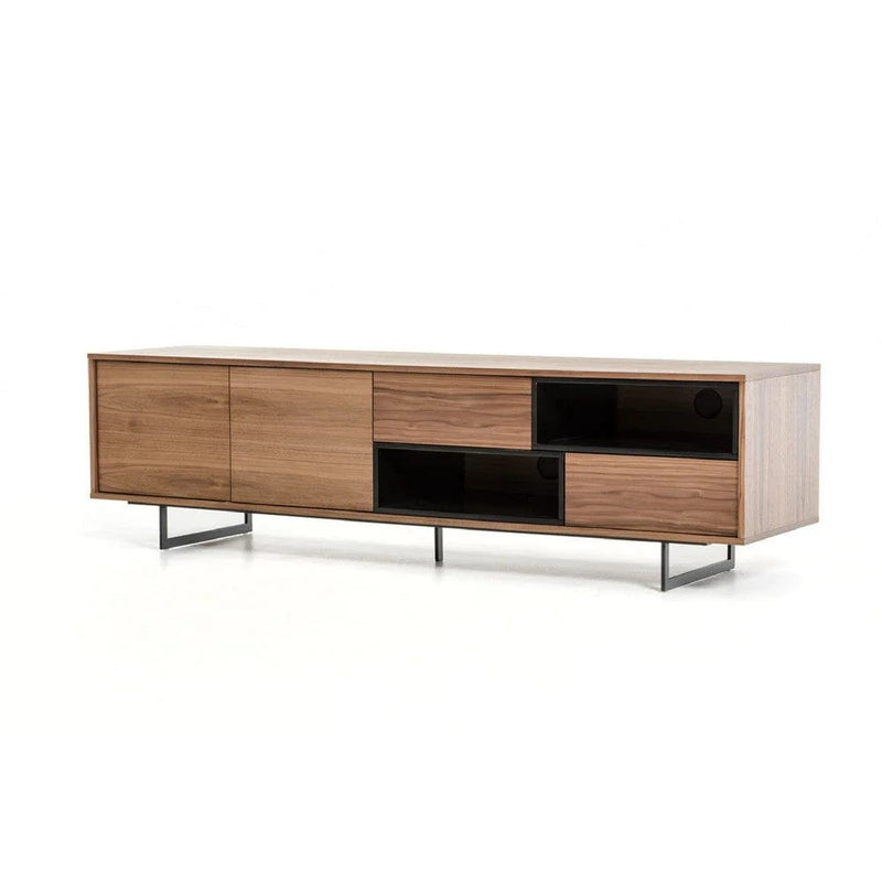 Benzara Cid 71 Inch Modern TV Media Entertainment Center, 2 Door, 2 Drawers, Walnut BM279113