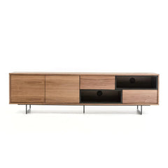 Benzara Cid 71 Inch Modern TV Media Entertainment Center, 2 Door, 2 Drawers, Walnut BM279113