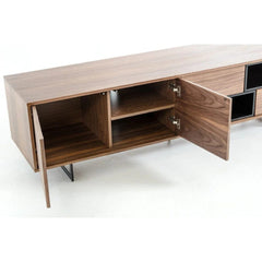 Benzara Cid 71 Inch Modern TV Media Entertainment Center, 2 Door, 2 Drawers, Walnut BM279113