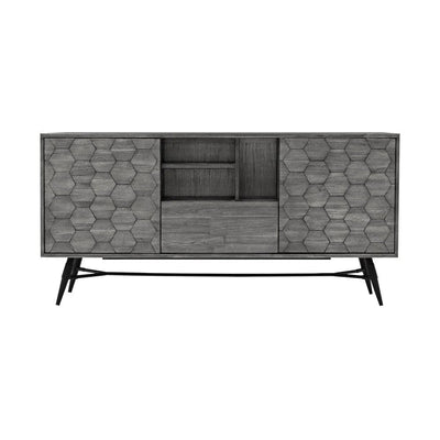 Benzara Amber 63 Inch Modern Cabinet Buffet Sideboard Console, 2 Cabinets, Gray, BM282091