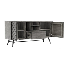 Benzara Amber 63 Inch Modern Cabinet Buffet Sideboard Console, 2 Cabinets, Gray, BM282091