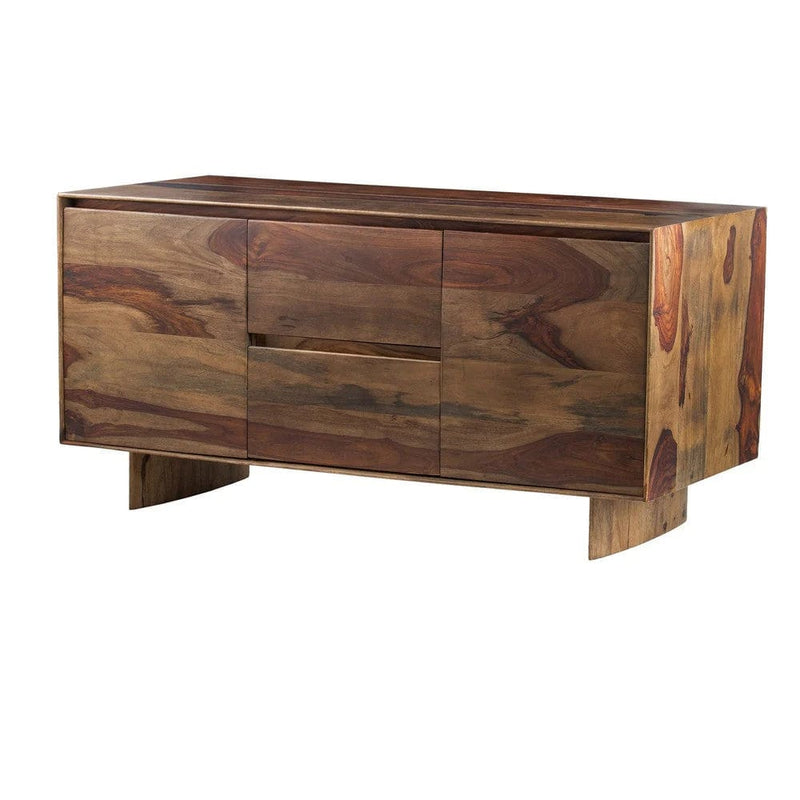 Benzara Edin 58 Inch Sideboard Console, 2 Drawers, 2 Cabinets, Sheesham Wood, Brown BM285244