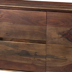 Benzara Edin 58 Inch Sideboard Console, 2 Drawers, 2 Cabinets, Sheesham Wood, Brown BM285244